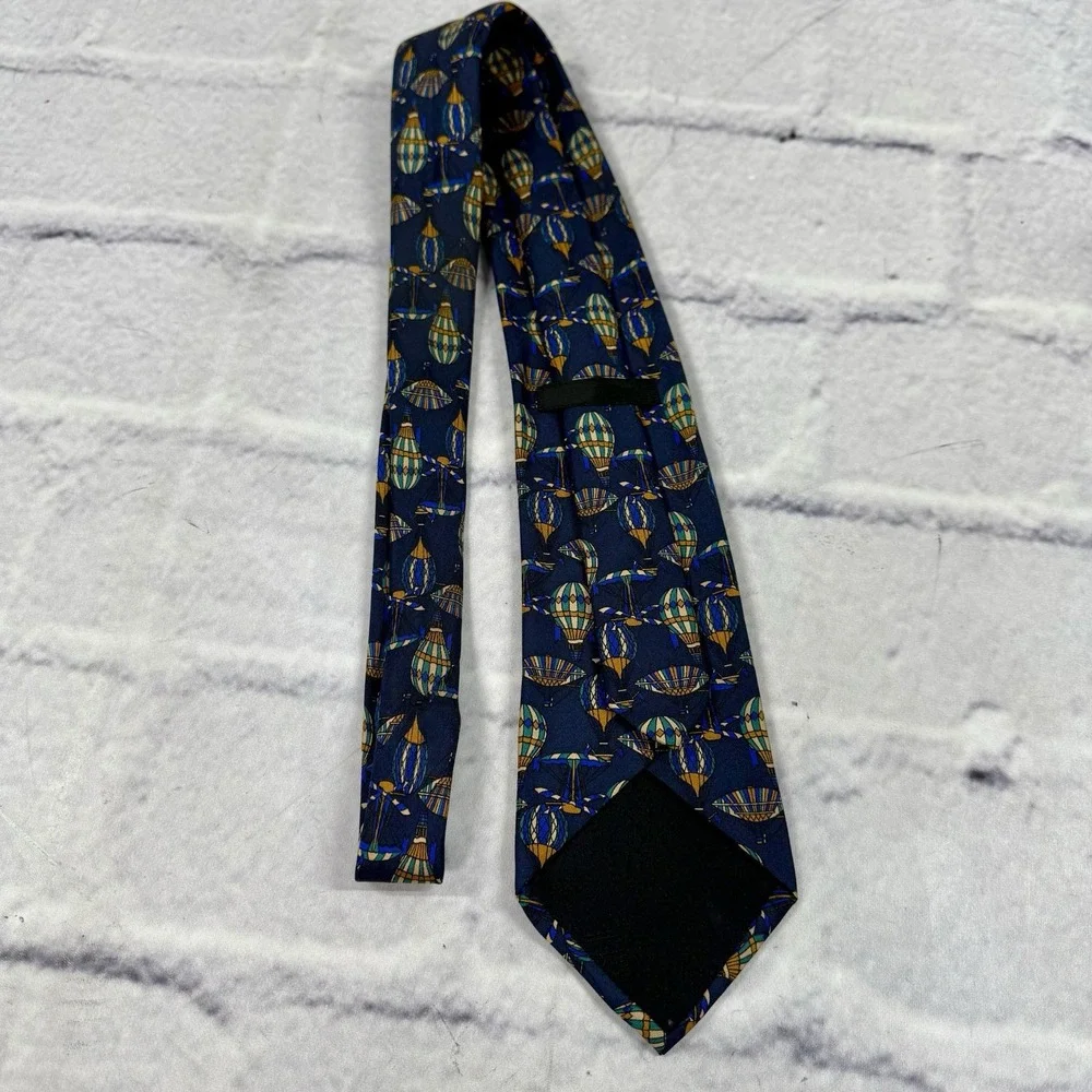 Dunhill Men's Silk Tie Hot Air Balloons‎ Navy Made in Italy 58